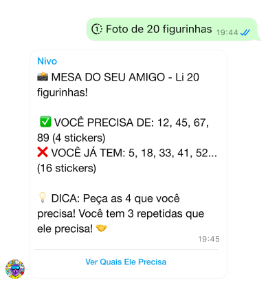 Fotografe a mesa de troca e saiba exatamente quais figurinhas pedir