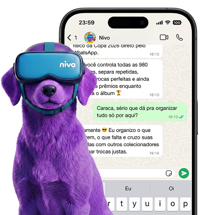 Nivo no WhatsApp controlando o álbum de figurinhas da Copa 2026